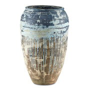 Currey and Company - 2200-0007 - Planter - Catania Large Antique Blue Drip Planter - Antique White / Blue Drip
