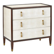 Currey and Company - 3000-0141 - Chest - Evie Collection - Ivory/Dark Walnut/Brass