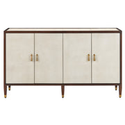 Currey and Company - 3000-0142 - Credenza - Evie Collection - Ivory/Dark Walnut/Brass