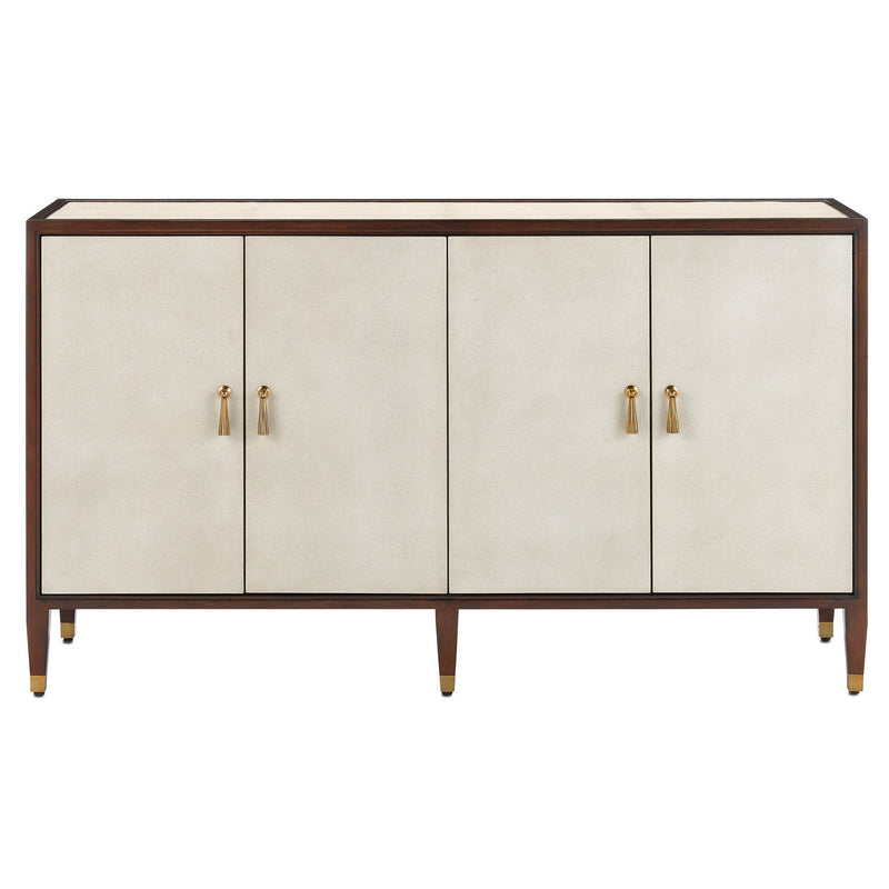 Currey and Company - 3000-0142 - Credenza - Evie Collection - Ivory/Dark Walnut/Brass