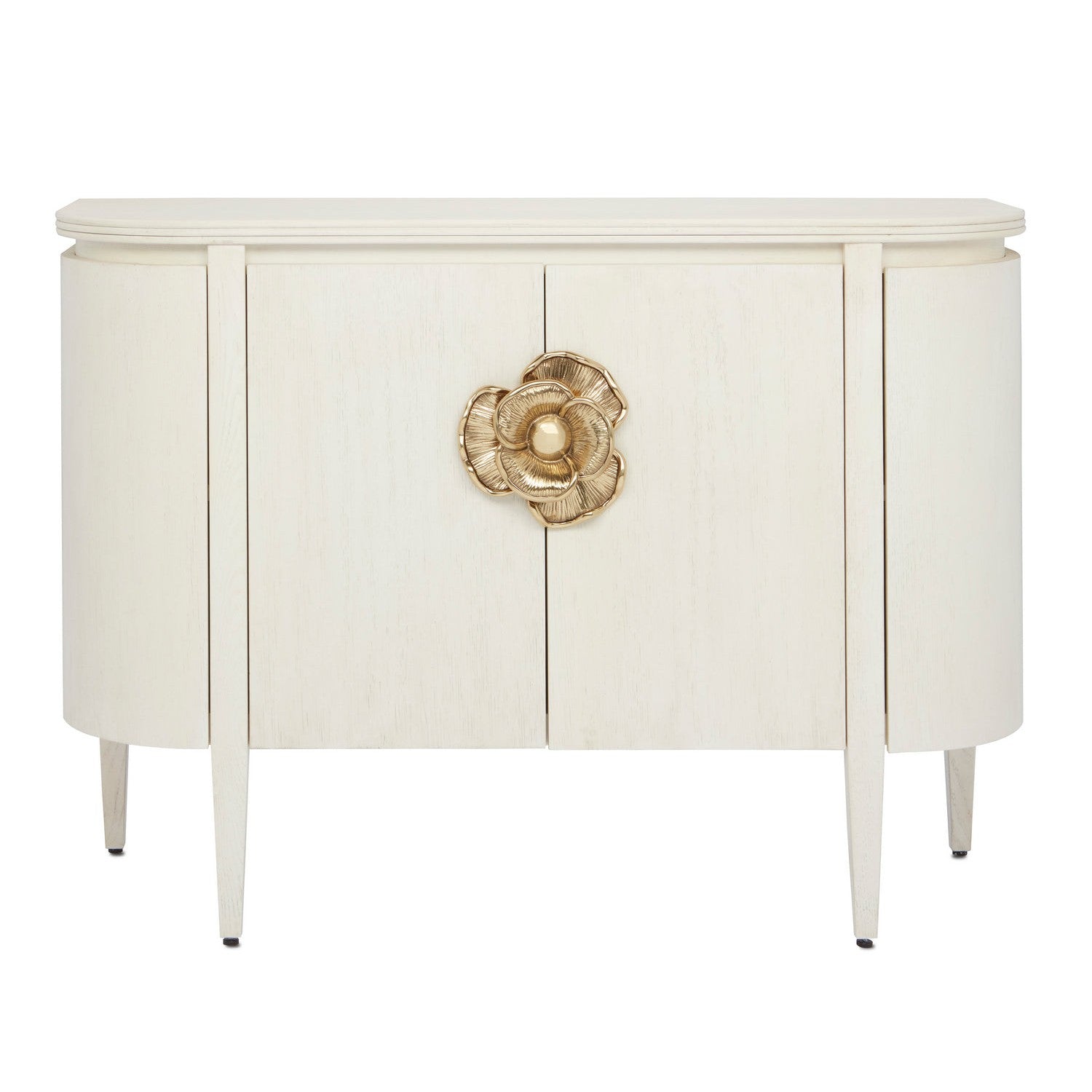 Currey and Company - 3000-0201 - Demi-Lune - Briallen Collection - Cerused White/Brass