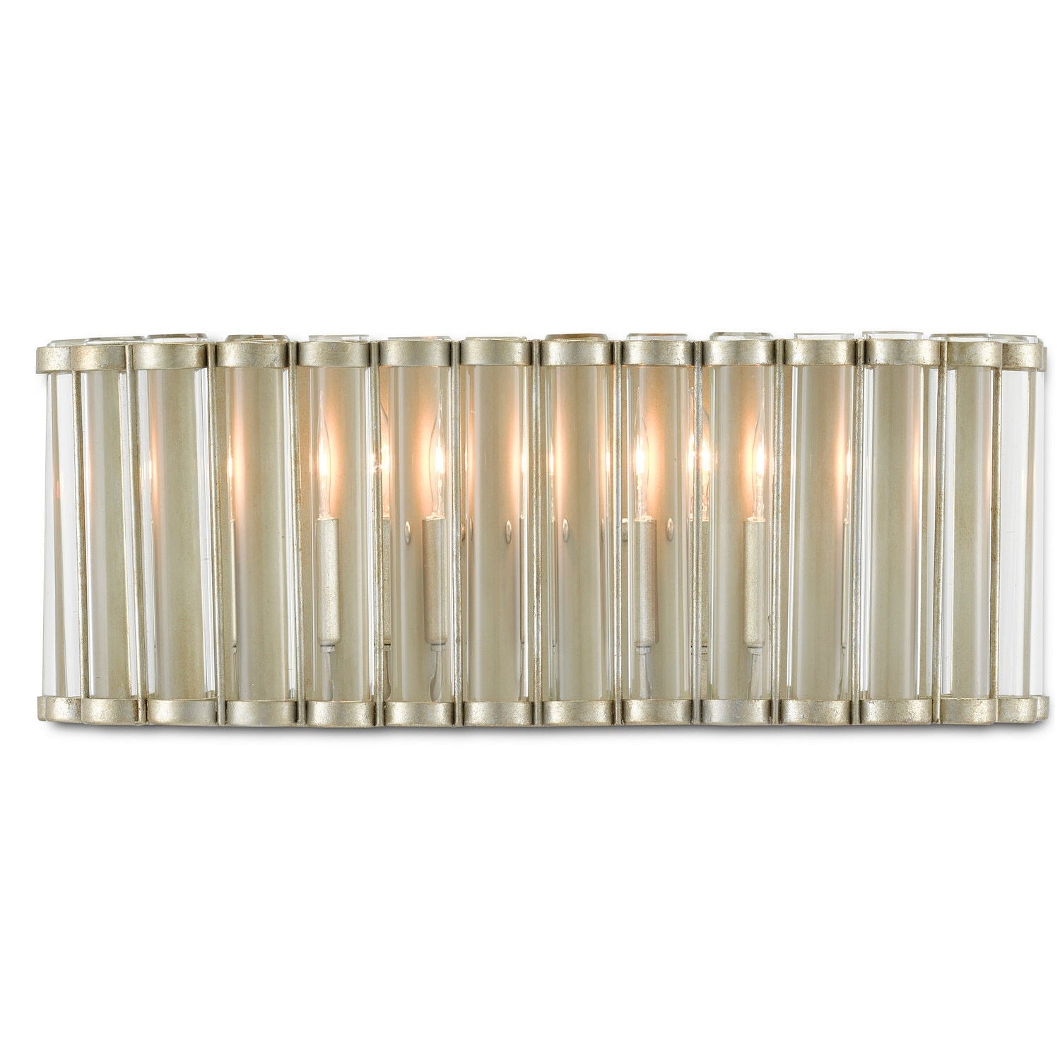 Currey and Company - 5000-0187 - Two Light Wall Sconce - Warwick Collection - Contemporary Silver Leaf/Clear