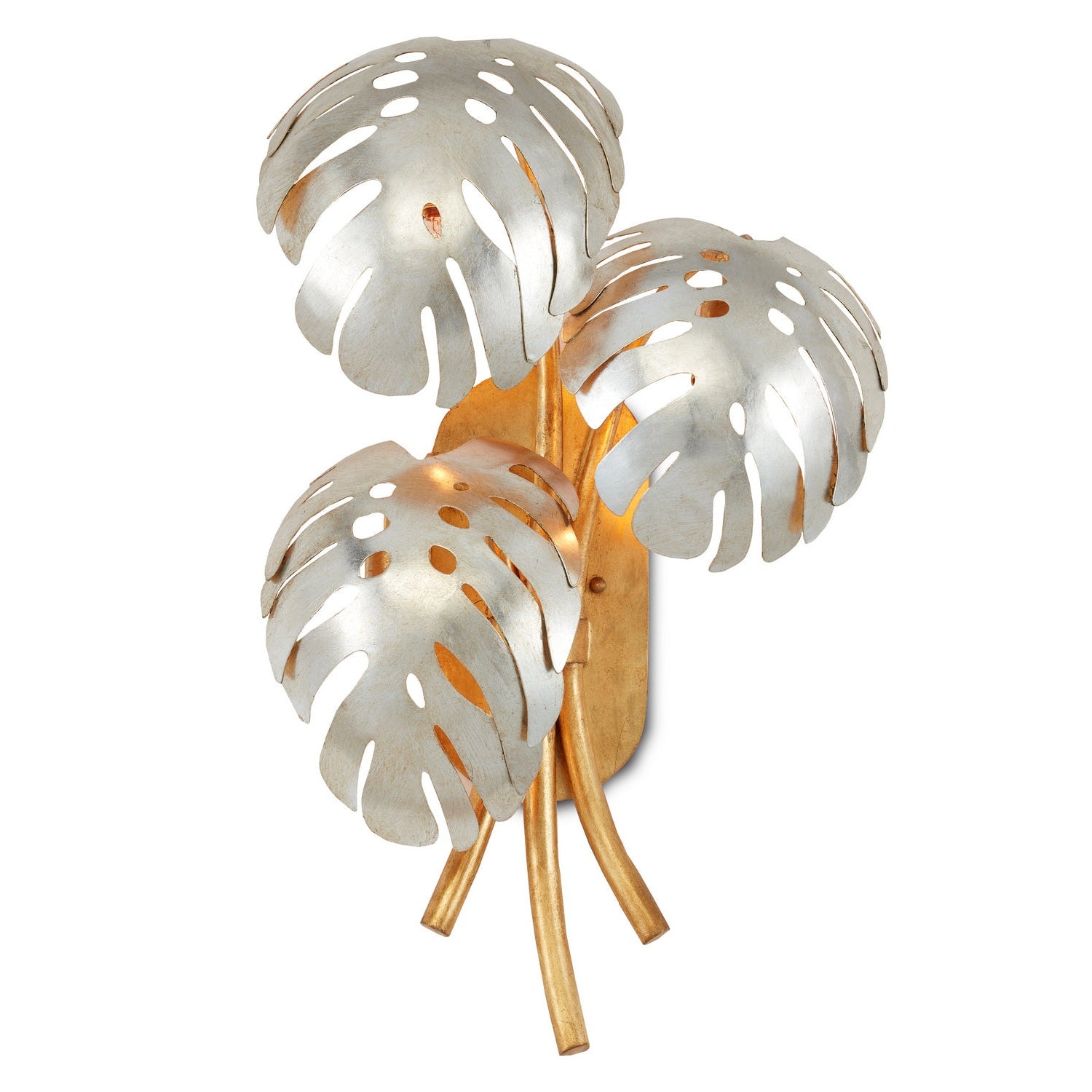 Currey and Company - 5000-0199 - Three Light Wall Sconce - Irving Collection - Contemporary Gold Leaf/Contemporary Silver Leaf