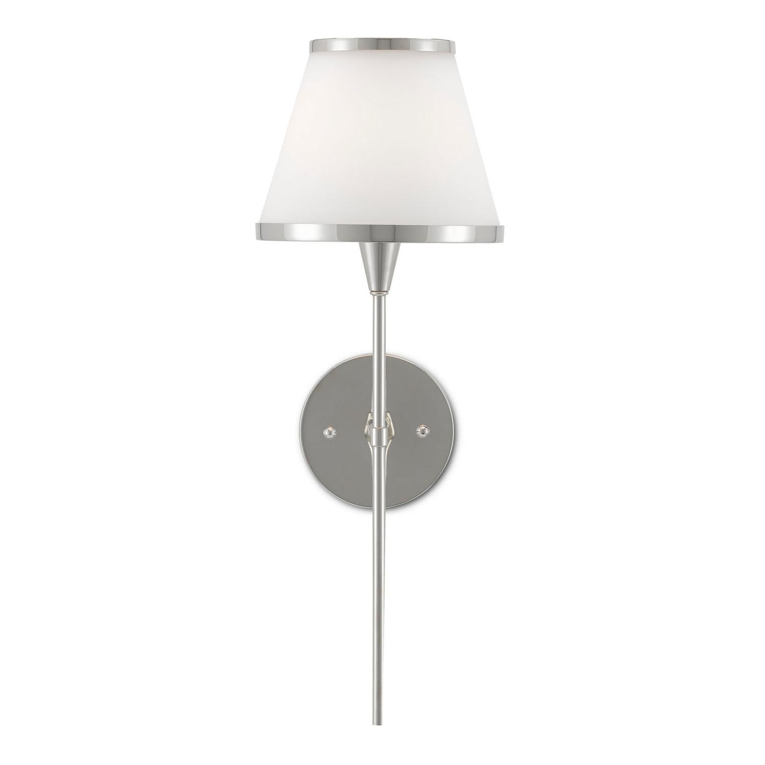 Currey and Company - 5800-0002 - One Light Wall Sconce - Brimsley Collection - Polished Nickel/Opaque Glass