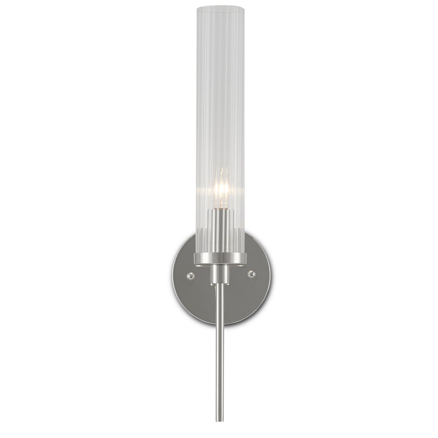 Currey and Company - 5800-0005 - One Light Wall Sconce - Bellings Collection - Polished Nickel/Clear