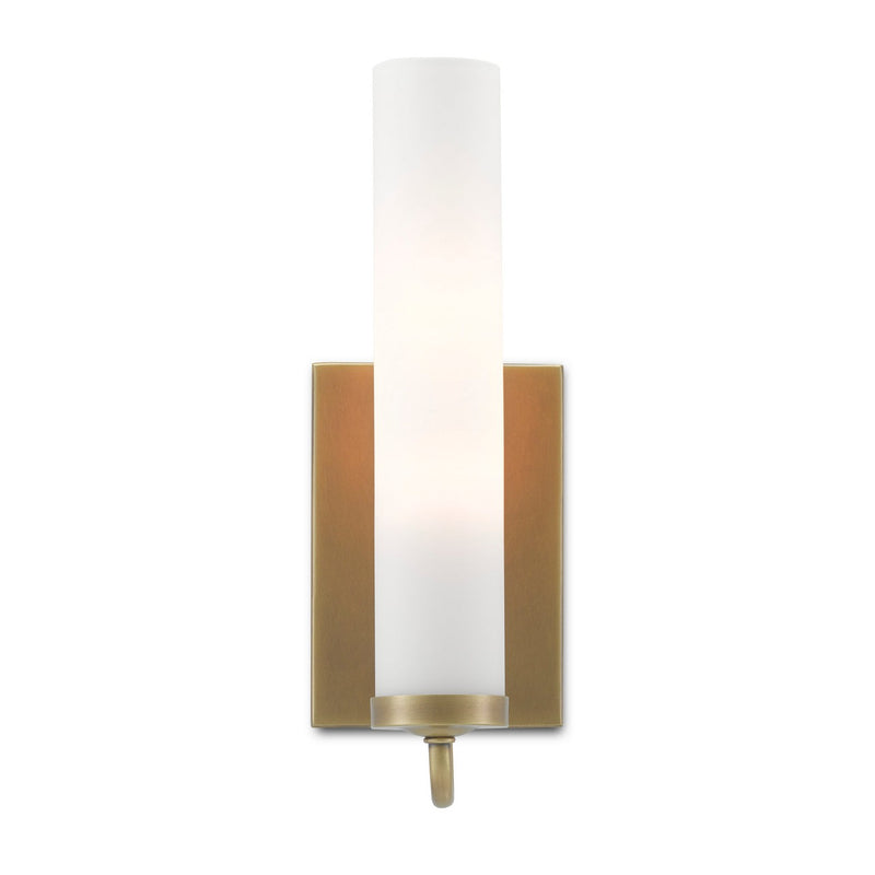 Currey and Company - 5800-0010 - One Light Wall Sconce - Brindisi Collection - Antique Brass/Opaque Glass
