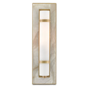 Currey and Company - 5800-0016 - One Light Wall Sconce - Bruneau Collection - Natural Alabaster/Antique Brass/Opaque/White