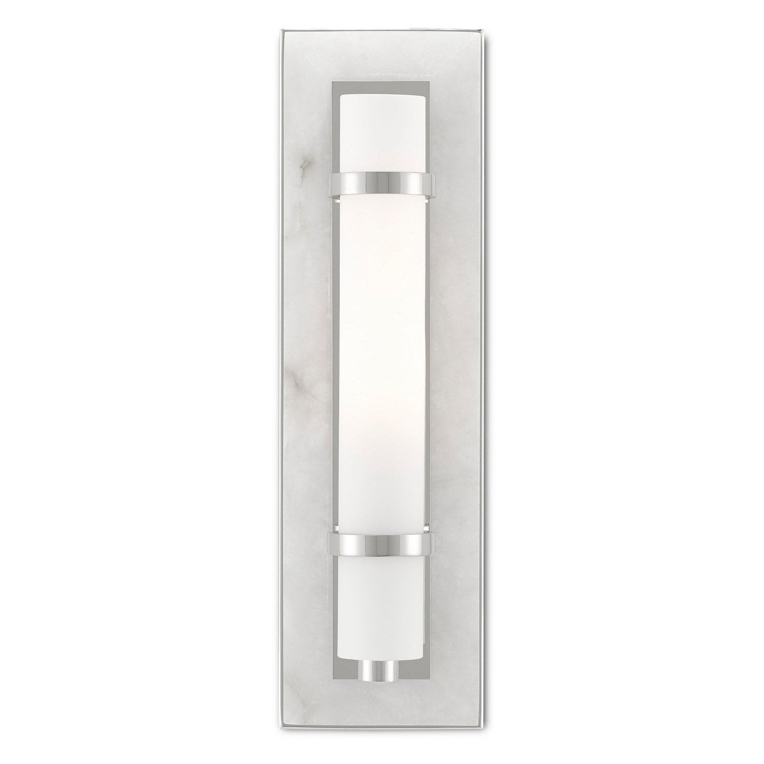 Currey and Company - 5800-0017 - One Light Wall Sconce - Bruneau Collection - Natural Alabaster/Polished Nickel/Opaque/White