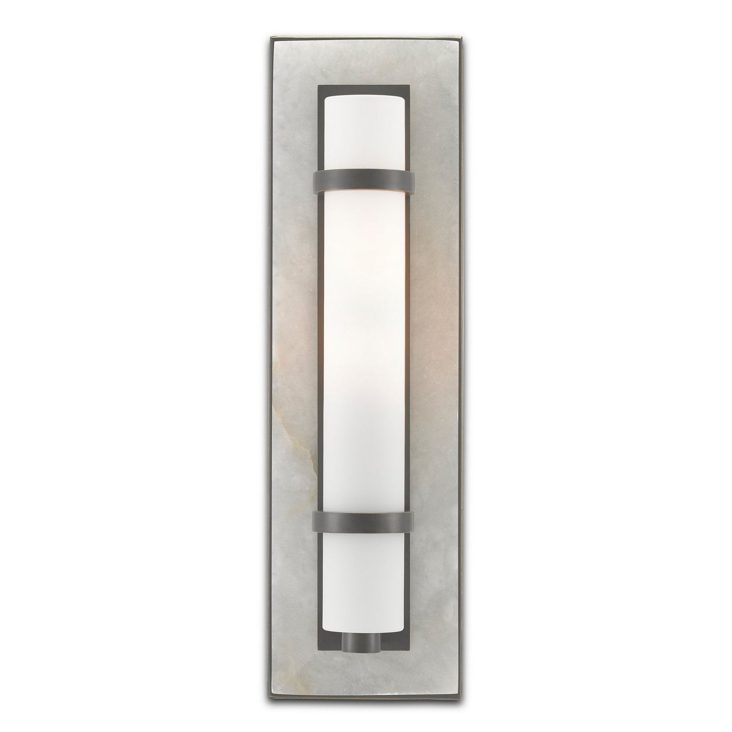 Currey and Company - 5800-0018 - One Light Wall Sconce - Bruneau Collection - Natural Alabaster/Oil Rubbed Bronze/Opaque/White