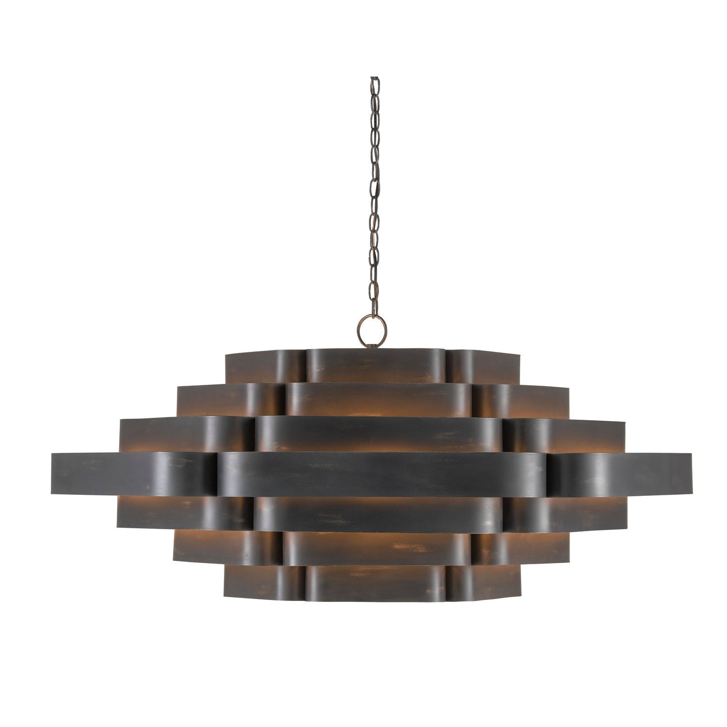 Currey and Company - 9000-0775 - Six Light Chandelier - Bailey Black Chandelier - French Black/Contemporary Gold Leaf