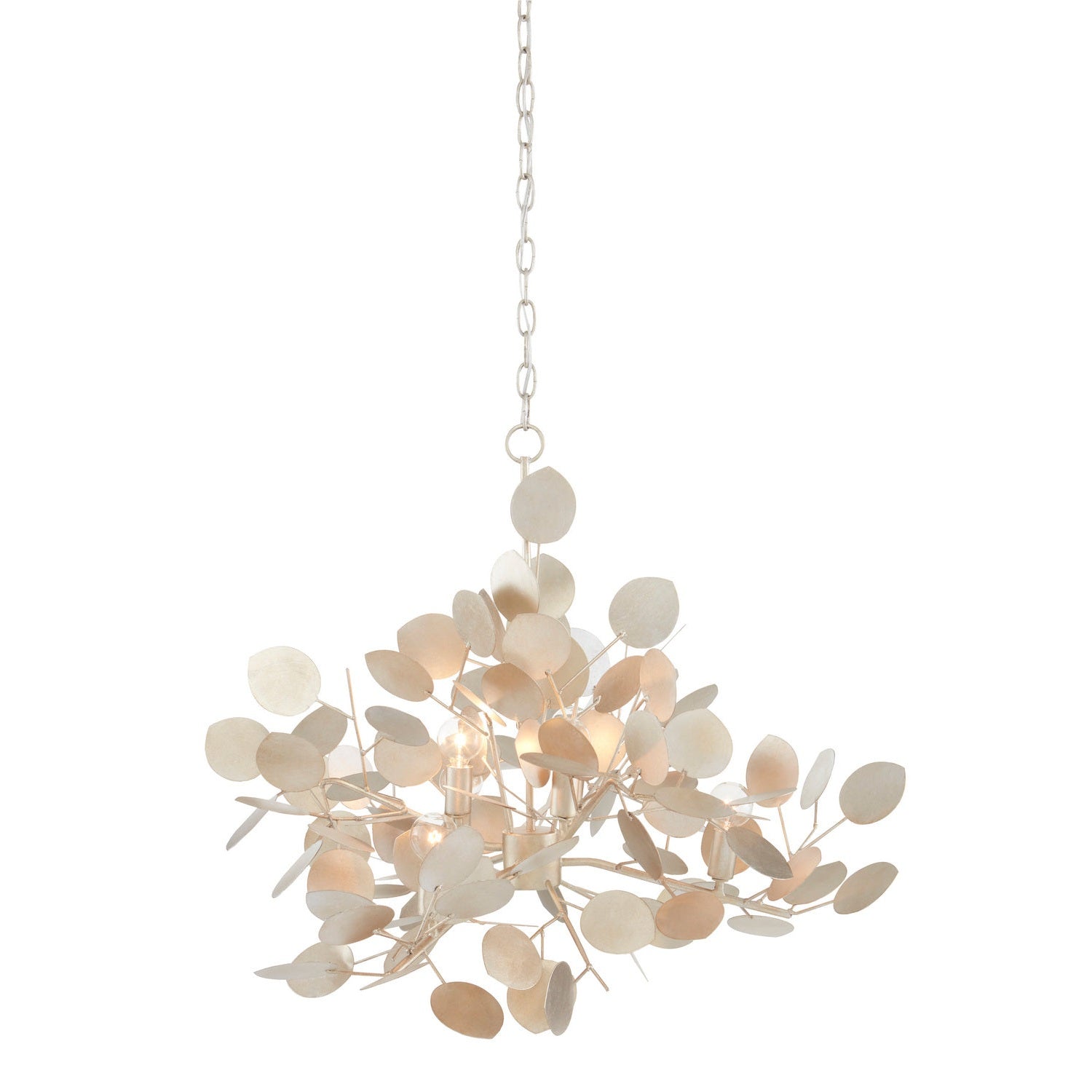 Currey and Company - 9000-0817 - Six Light Chandelier - Lunaria Collection - Contemporary Silver Leaf
