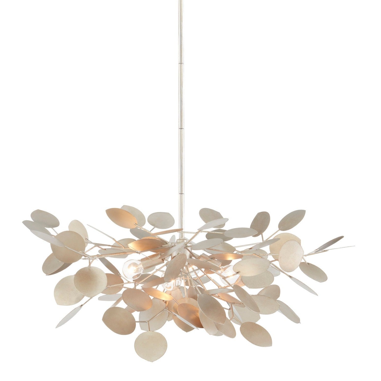 Currey and Company - 9000-0818 - Four Light Chandelier - Lunaria Collection - Contemporary Silver Leaf