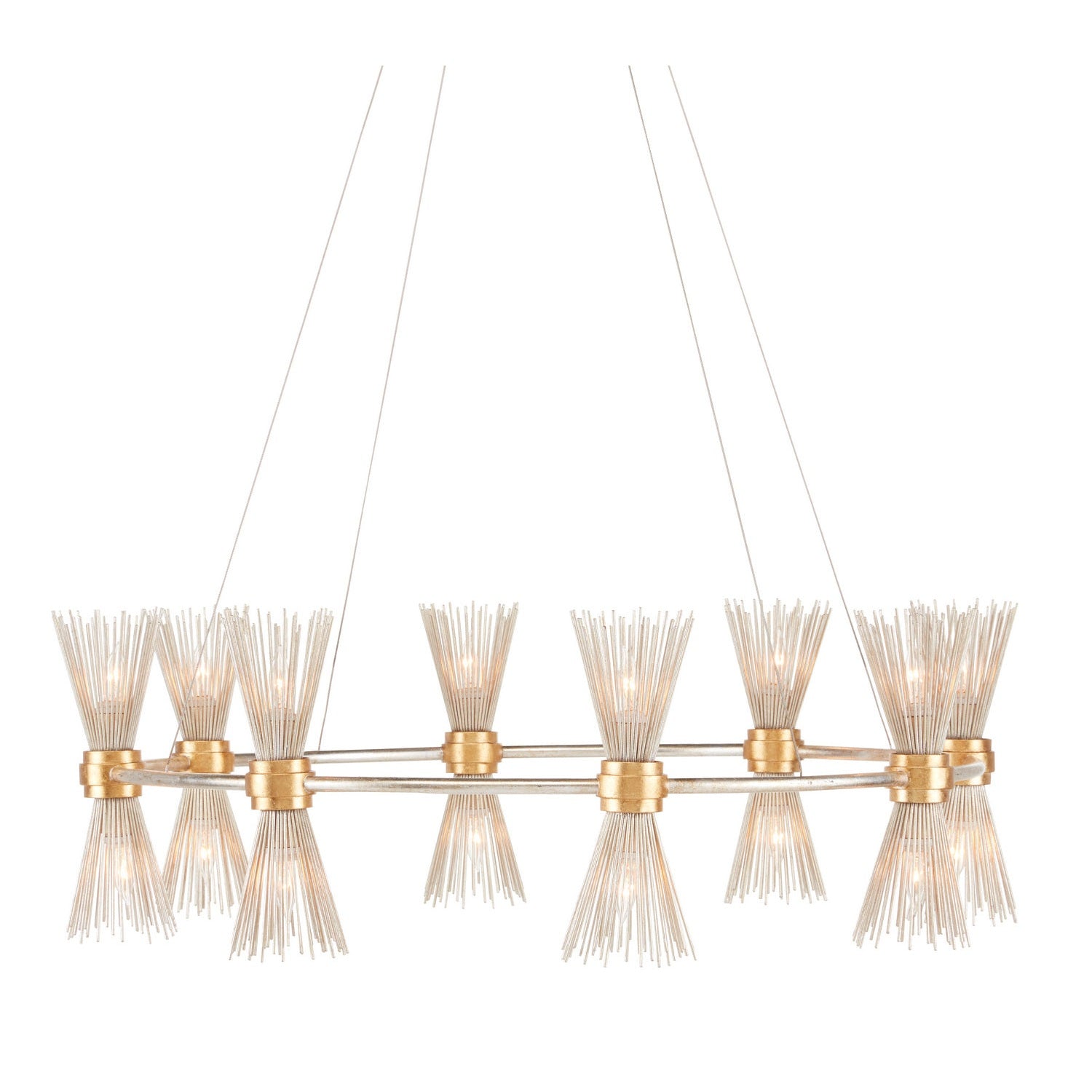 Currey and Company - 9000-0842 - 16 Light Chandelier - Novatude Collection - Contemporary Gold Leaf/Contemporary Silver Leaf