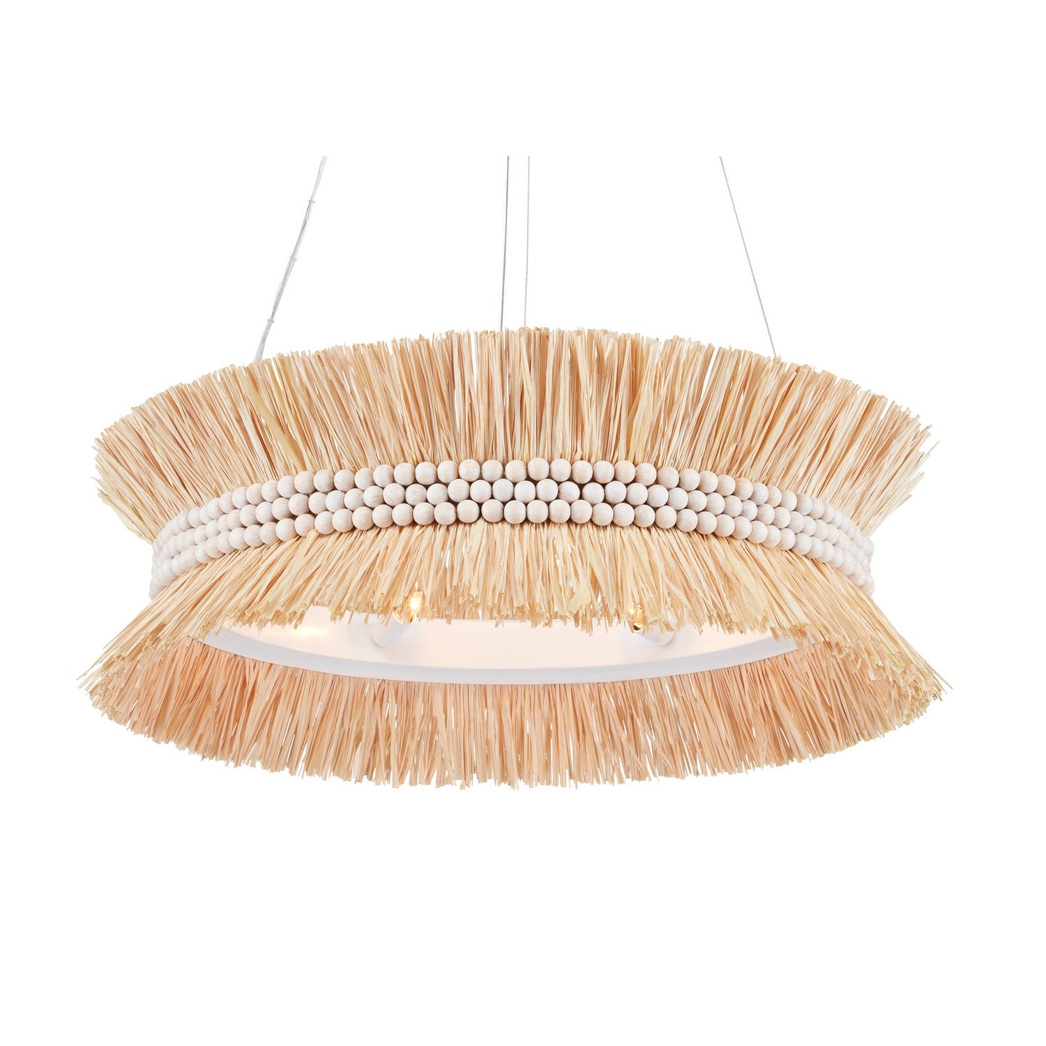 Currey and Company - 9000-0875 - Six Light Chandelier - Seychelles Collection - Sugar White/Natural Raffia