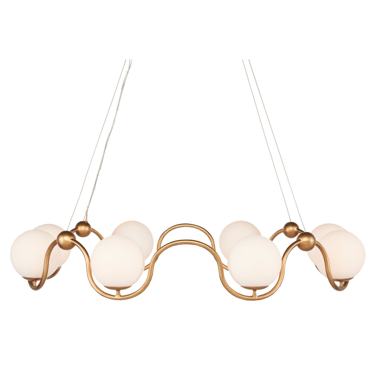Currey and Company - 9000-0878 - Eight Light Chandelier - Equilibrium Brass Chandelier - Antique Brass/White