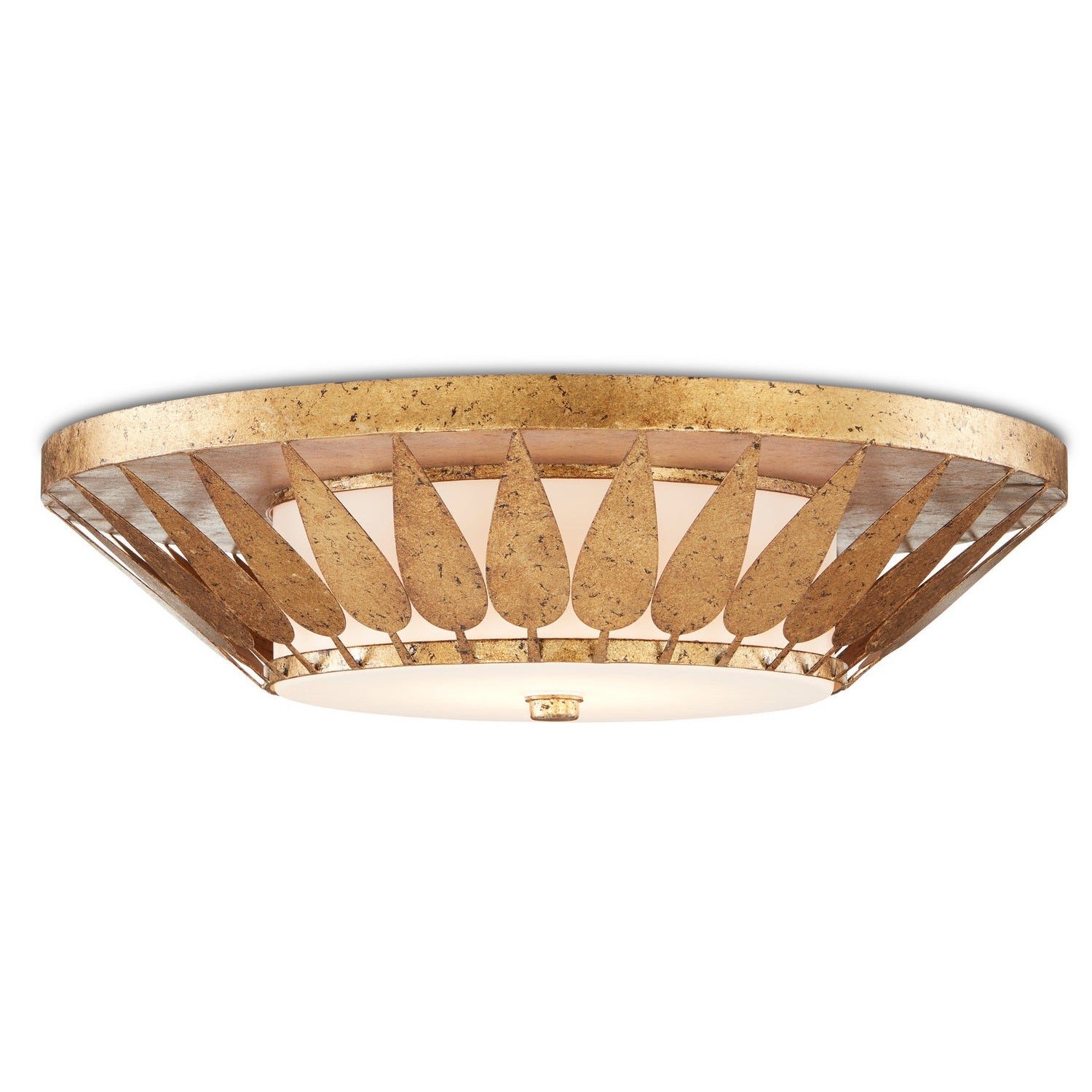 Currey and Company - 9999-0055 - LED Flush Mount - Floris Gold Flush Mount - Autumn Gold/Milky Glass