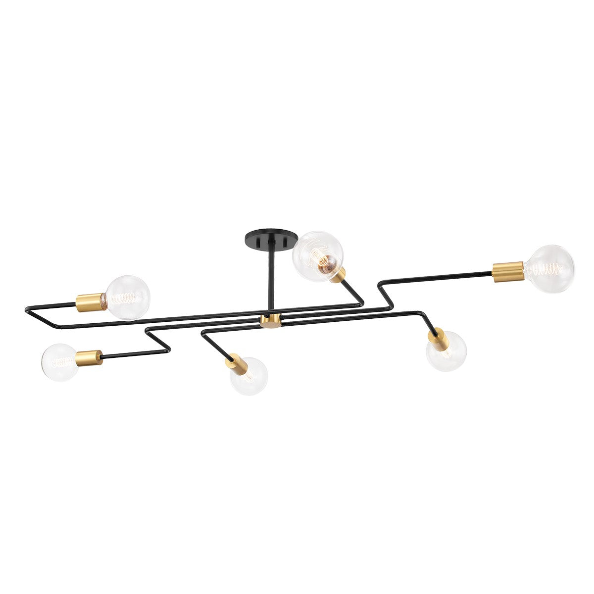 Mitzi - H488606L-AGB/TBK - Six Light Semi Flush Mount - Jena - Aged Brass/Textured Black Combo