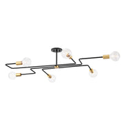 Mitzi - H488606L-AGB/TBK - Six Light Semi Flush Mount - Jena - Aged Brass/Textured Black Combo