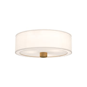 Alora - FM547924AGWL - Three Light Flush Mount - Theo - Aged Gold/White Linen