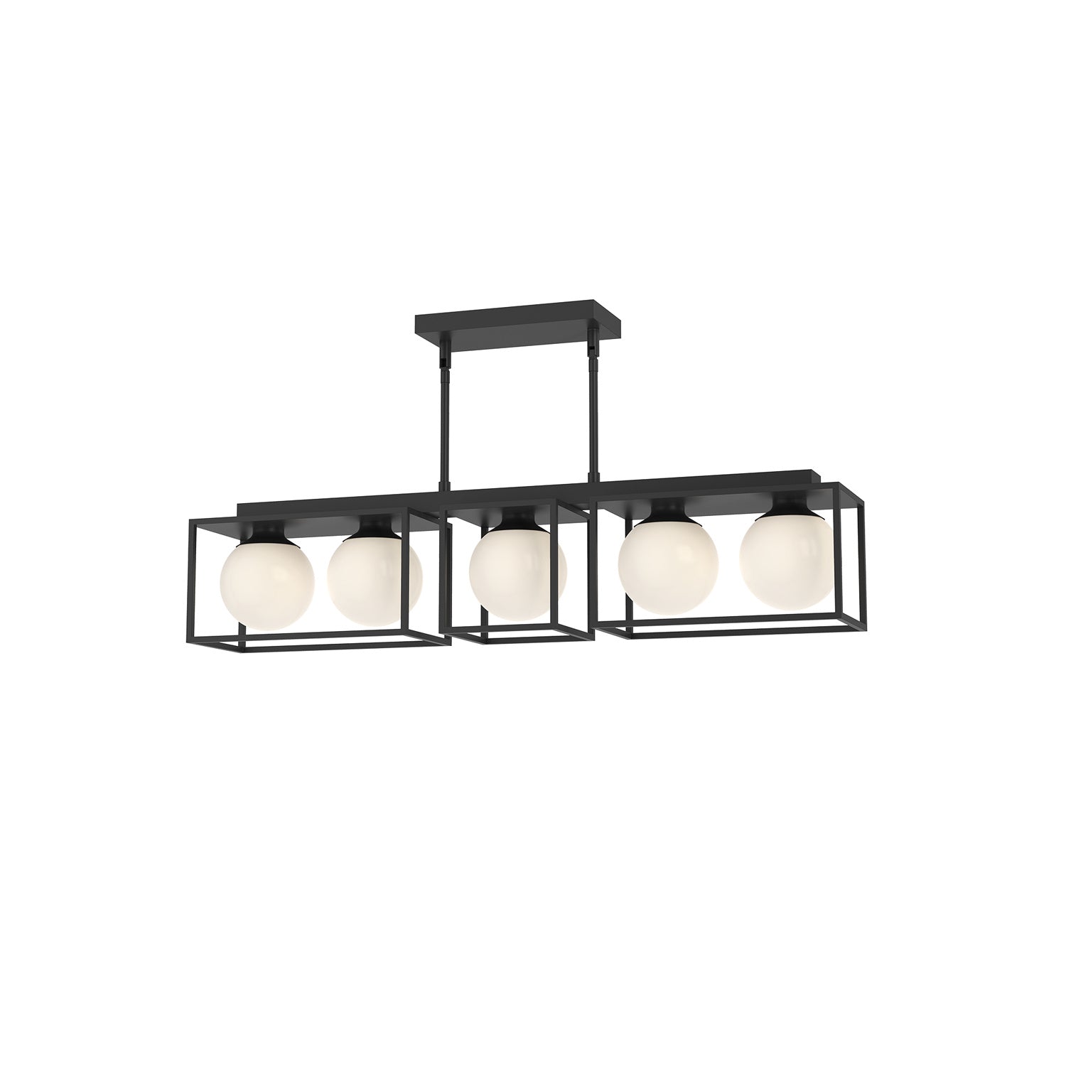 Alora - LP519535MBOP - Five Light Linear Pendant - Amelia - Matte Black/Opal Matte Glass