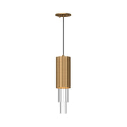Alora - PD502204AGCR - LED Pendant - Bordeaux - Aged Gold/Clear Ribbed Glass