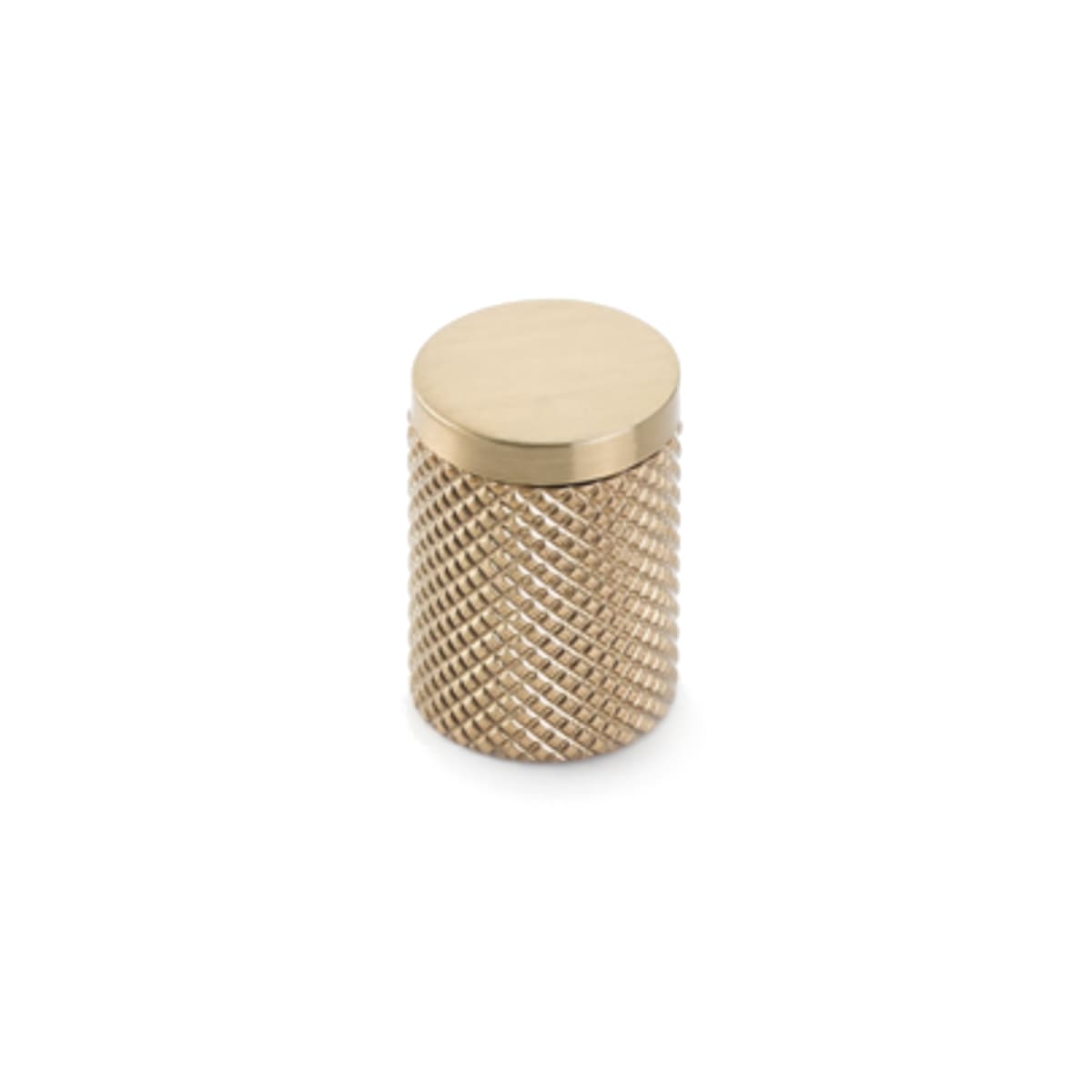 Schaub and Company - 1200-SSB - MODO 5/8" Round Euro Modern Diamond Knurled Button Cabinet Knob Drawer Knob in Signature Satin Brass