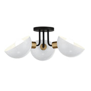 Crystorama - GIG-810-BK-AG - Three Light Semi Flush Mount - Gigi - Black + Aged Brass