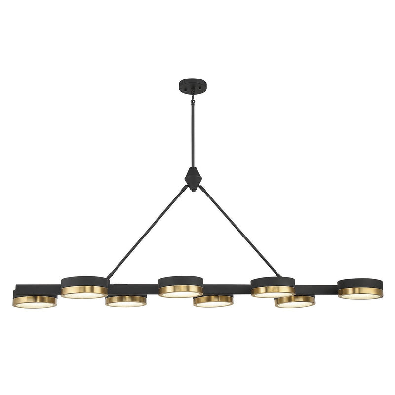 Savoy House - 1-1636-8-143 - LED Linear Chandelier - Ashor - Matte Black with Warm Brass