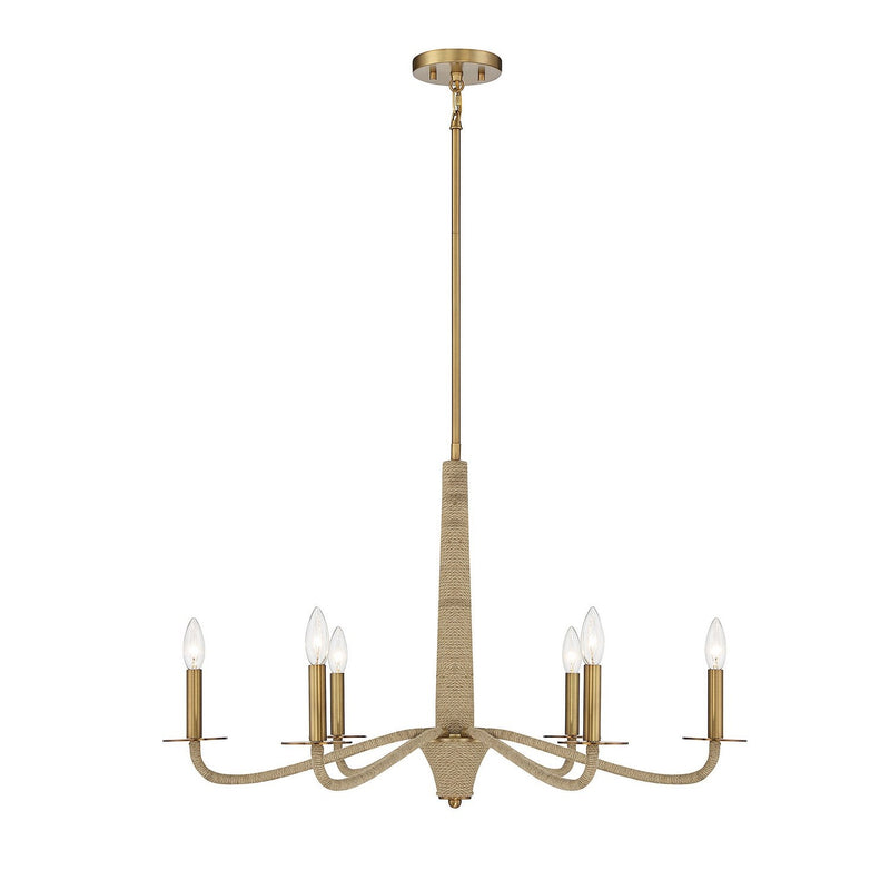 Savoy House - 1-1824-6-320 - Six Light Chandelier - Cannon - Warm Brass and Rope