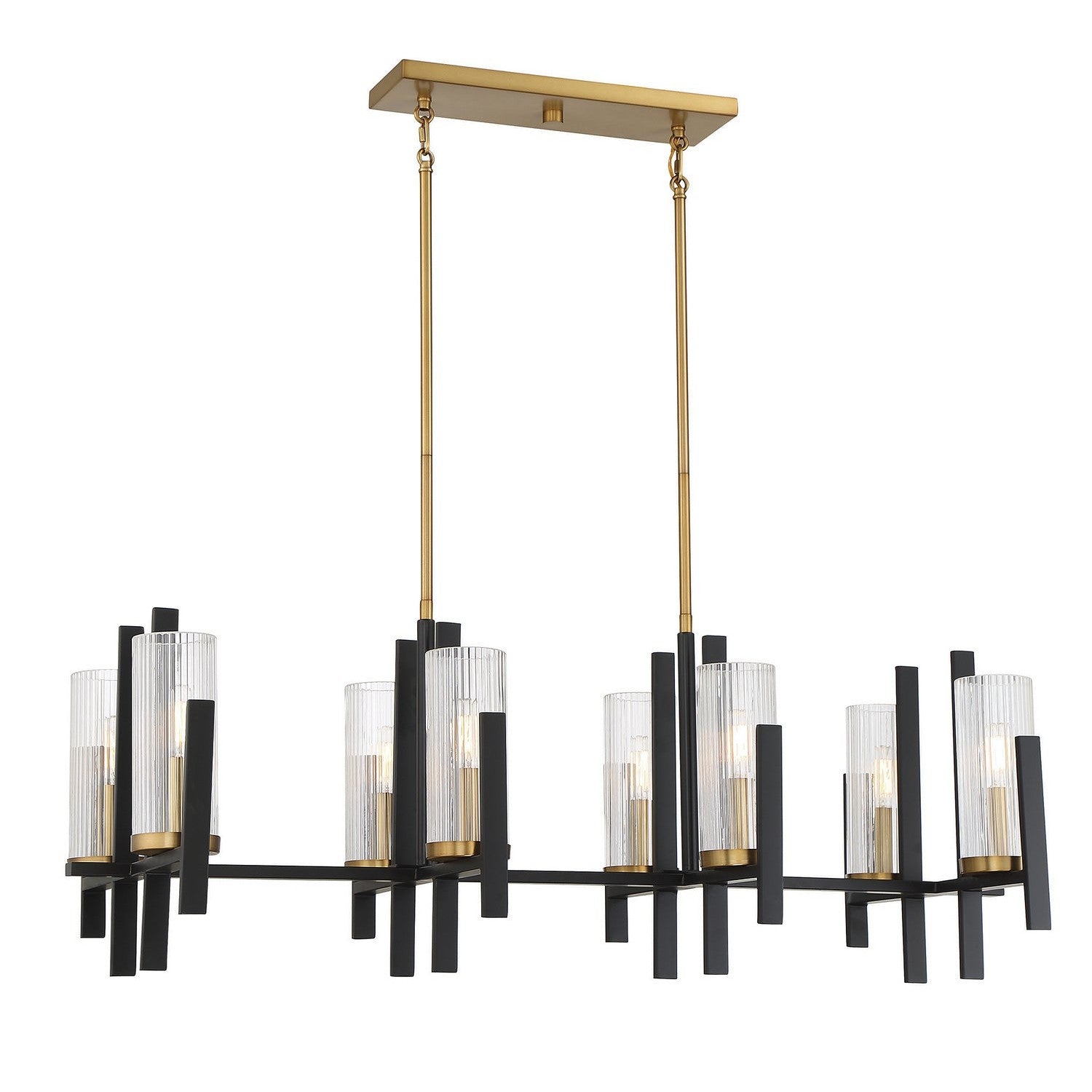 Savoy House - 1-1907-8-143 - Eight Light Linear Chandelier - Midland - Matte Black with Warm Brass
