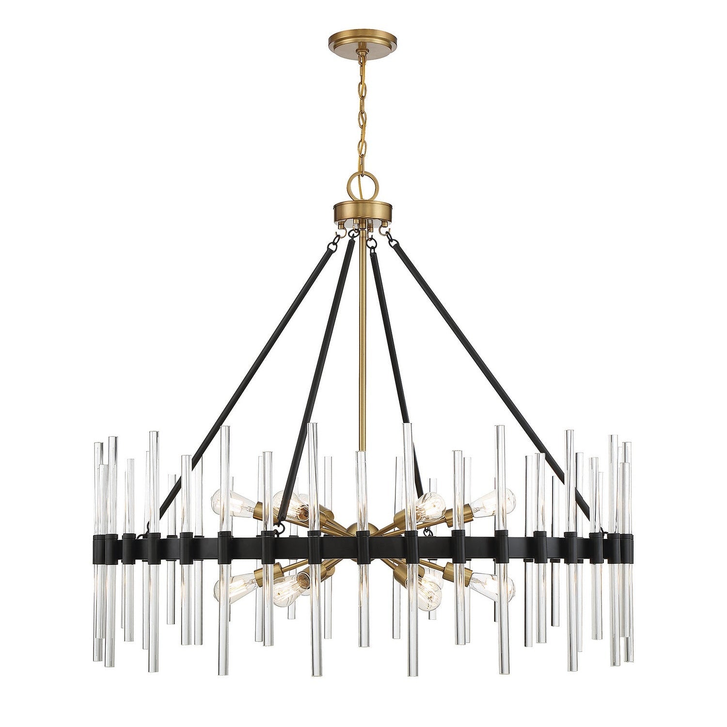 Savoy House - 1-1934-12-143 - 12 Light Chandelier - Santiago - Matte Black with Warm Brass