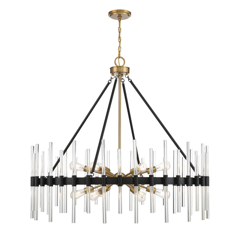 Savoy House - 1-1934-12-143 - 12 Light Chandelier - Santiago - Matte Black with Warm Brass