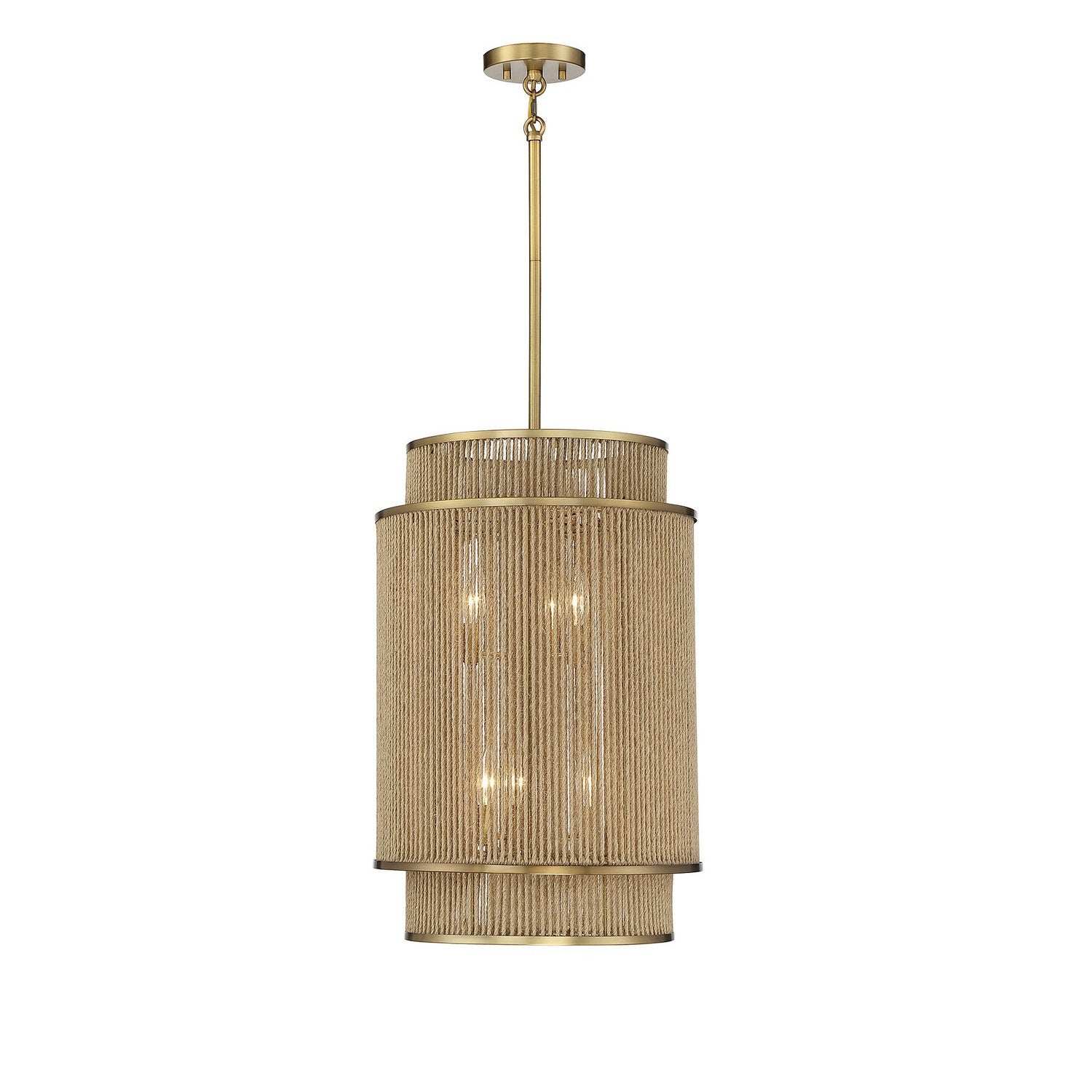 Savoy House - 3-1773-6-320 - Six Light Pendant - Ashburn - Warm Brass and Rope