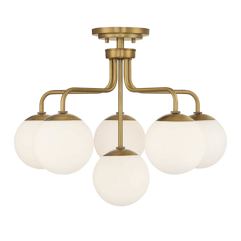 Savoy House - 6-1950-6-322 - Six Light Semi-Flush Mount - Marco - Warm Brass