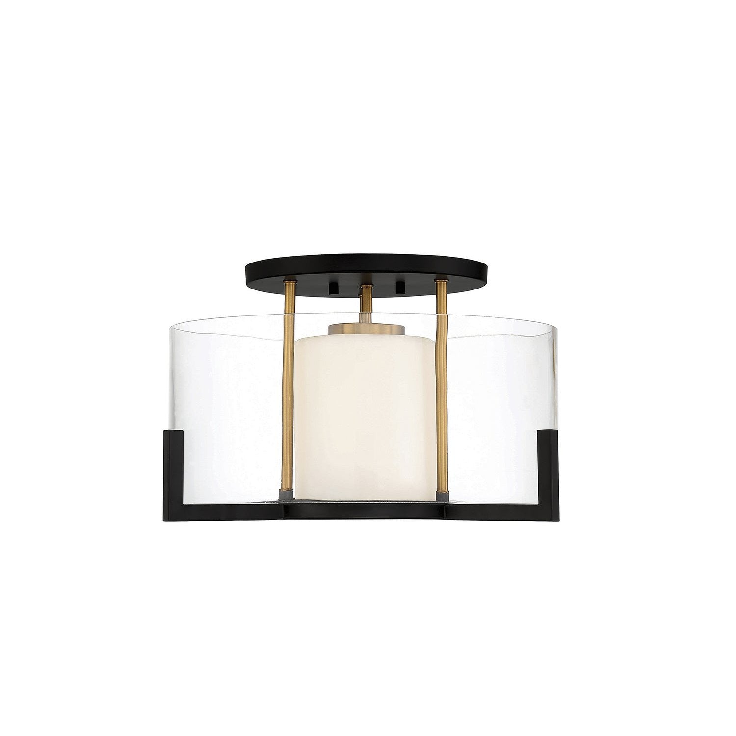 Savoy House - 6-1981-1-143 - One Light Semi-Flush Mount - Eaton - Matte Black with Warm Brass