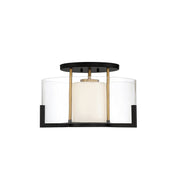 Savoy House - 6-1981-1-143 - One Light Semi-Flush Mount - Eaton - Matte Black with Warm Brass