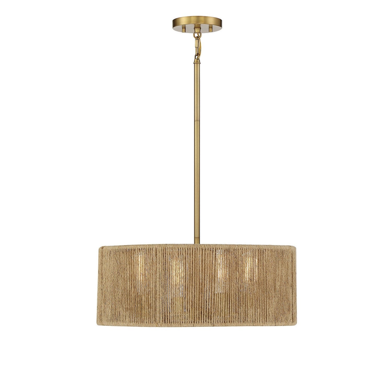 Savoy House - 7-1739-4-320 - Four Light Pendant - Ashe - Warm Brass and Rope