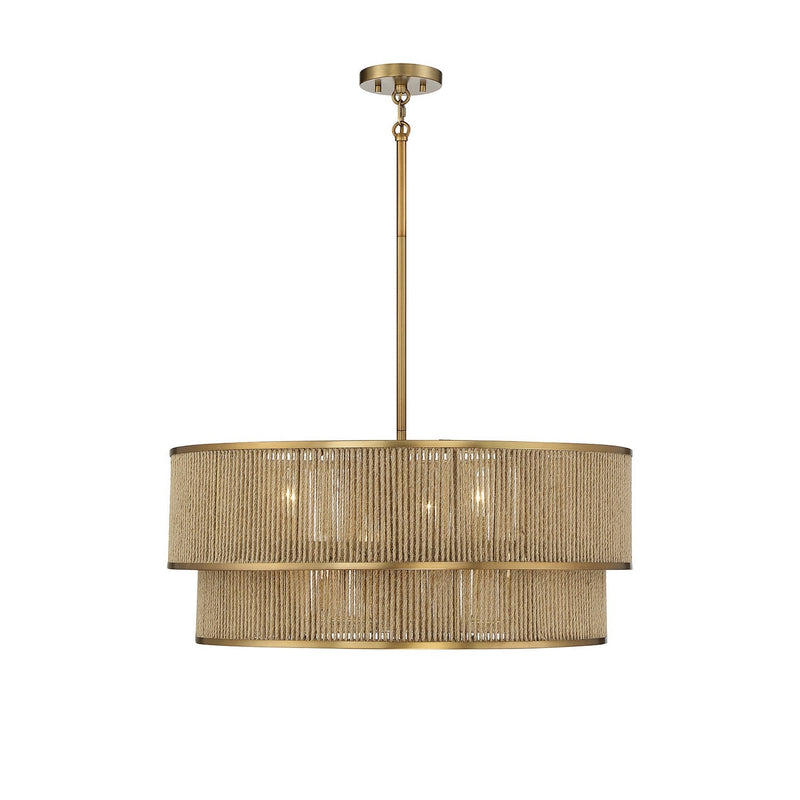 Savoy House - 7-1774-6-320 - Six Light Pendant - Ashburn - Warm Brass and Rope
