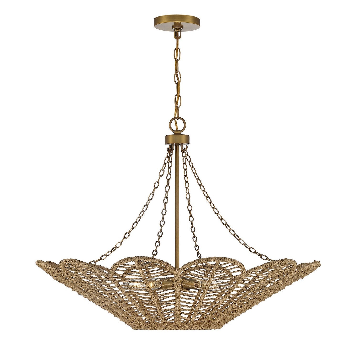 Savoy House - 7-1825-5-320 - Five Light Pendant - Cyperas - Warm Brass and Rope