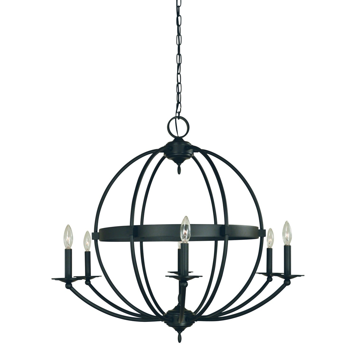 Framburg - L1156 MBLACK - Six Light Chandelier - Aurora - Matte Black