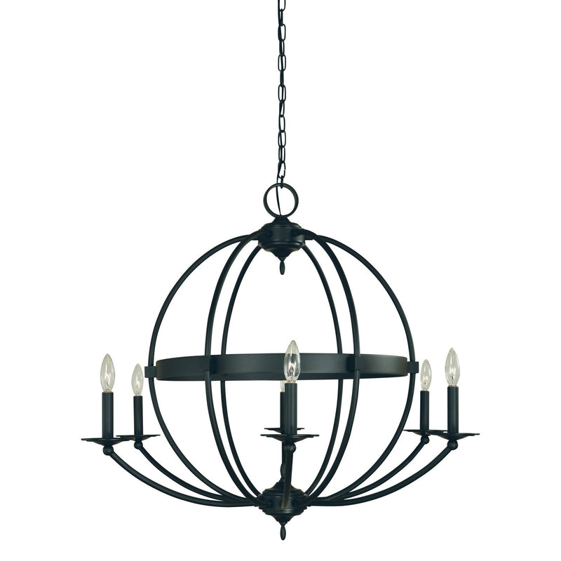 Framburg - L1156 MBLACK - Six Light Chandelier - Aurora - Matte Black