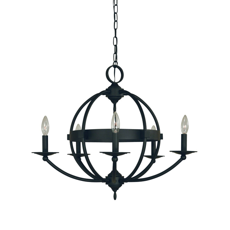 Framburg - L1155 MBLACK - Five Light Chandelier - Aurora - Matte Black