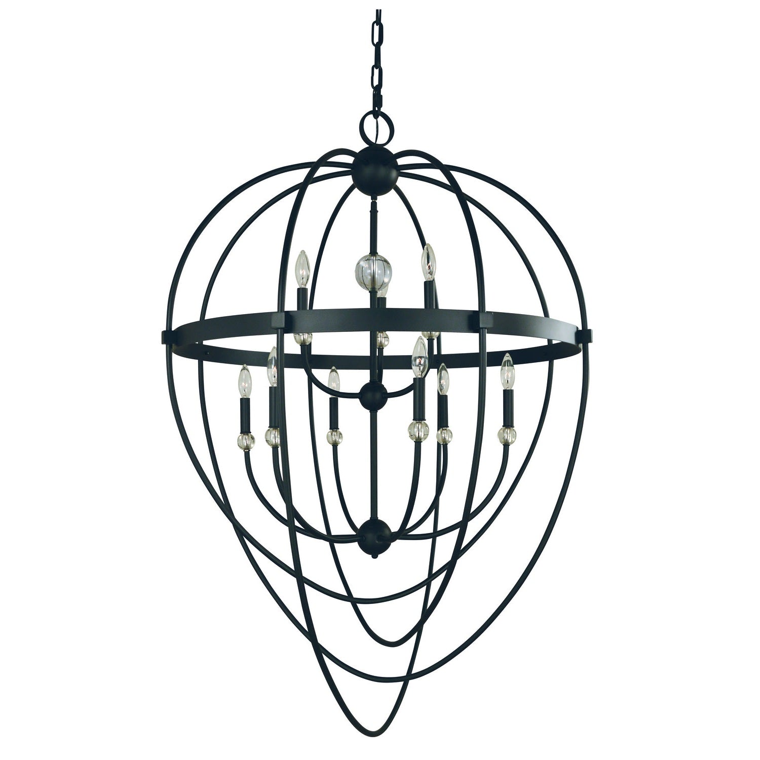 Framburg - L1154 MBLACK - Nine Light Foyer Chandelier - Elizabeth - Matte Black