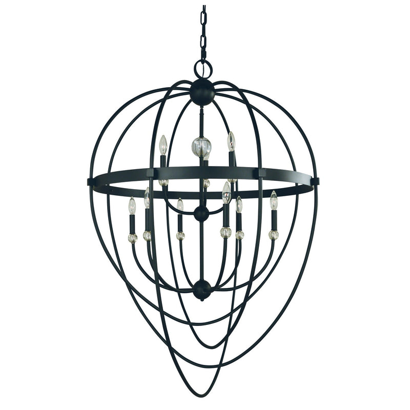 Framburg - L1154 MBLACK - Nine Light Foyer Chandelier - Elizabeth - Matte Black
