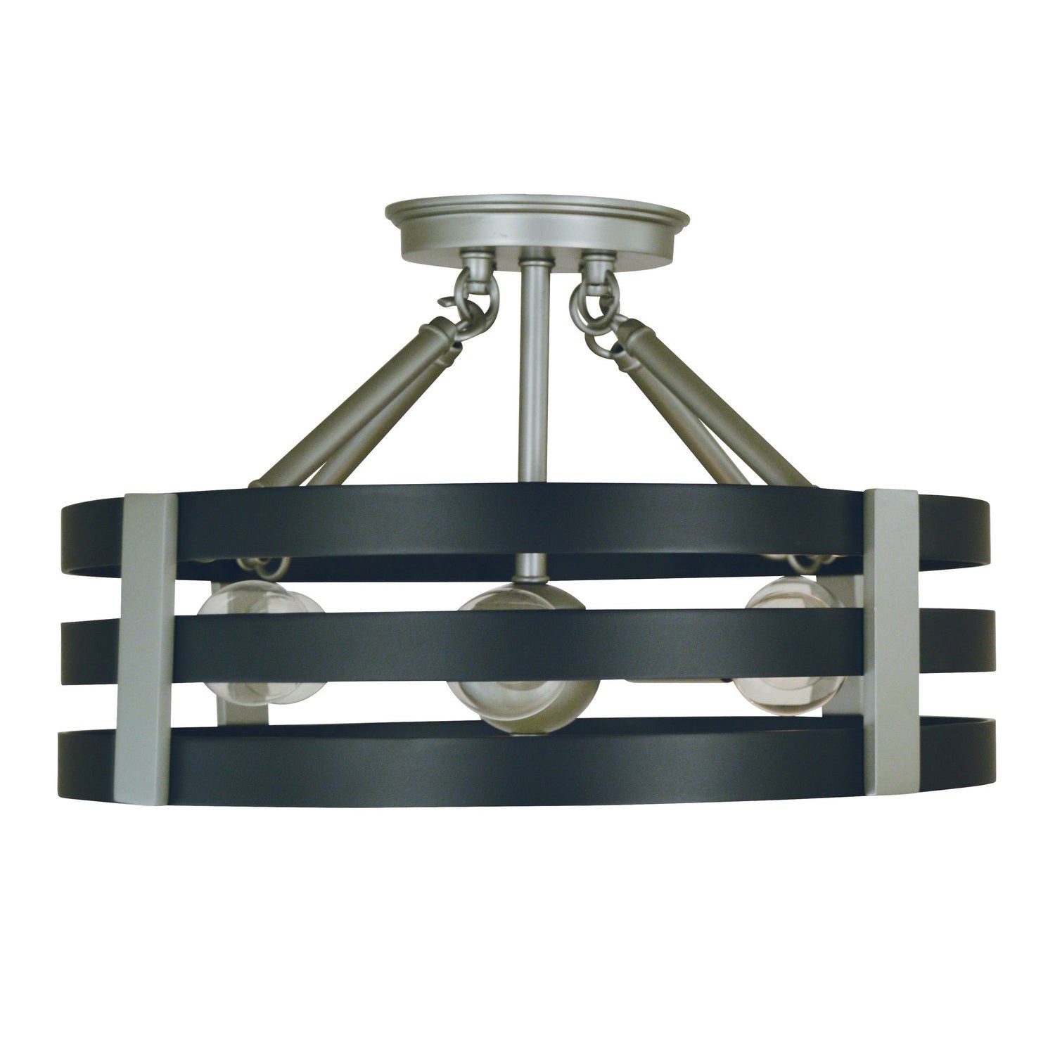 Framburg - L1121 SP/MBLACK - Six Light Semi Flush Mount - Luxe - Satin Pewter/Matte Black