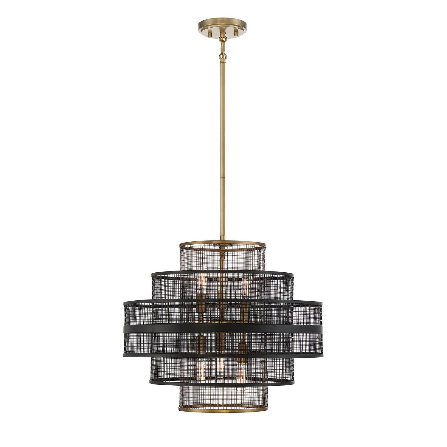 Savoy House - 7-1927-6-143 - Six Light Pendant - Kelvin - Matte Black with Warm Brass