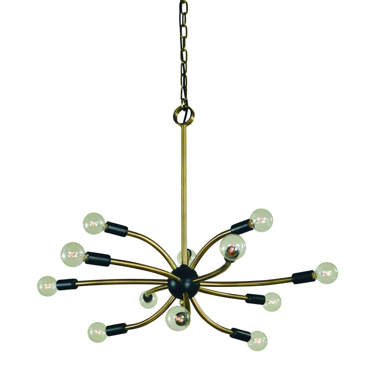 Framburg - L1072 AB/MBLACK - 12 Light Chandelier - Comet - Antique Brass w/Matte Black