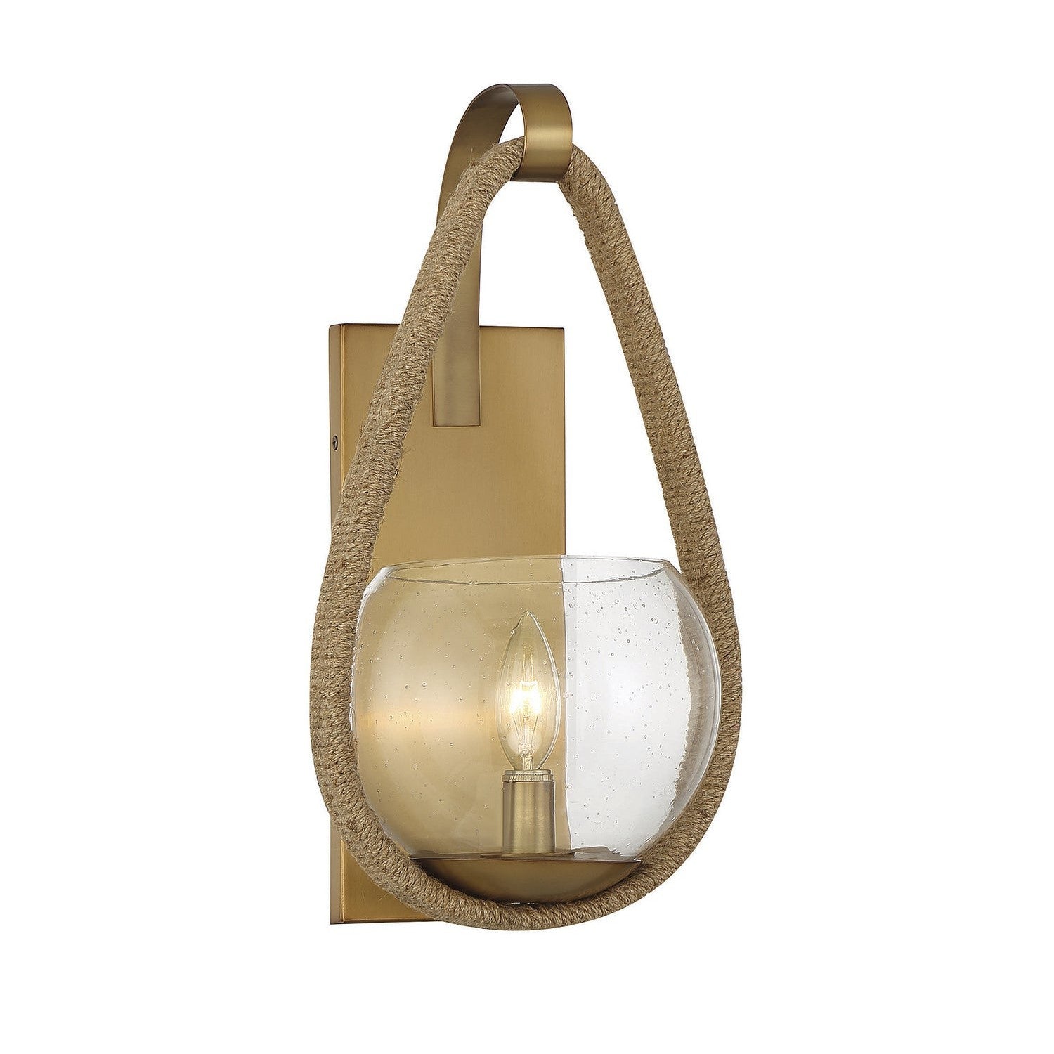Savoy House - 9-1826-1-320 - One Light Wall Sconce - Ashe - Warm Brass and Rope