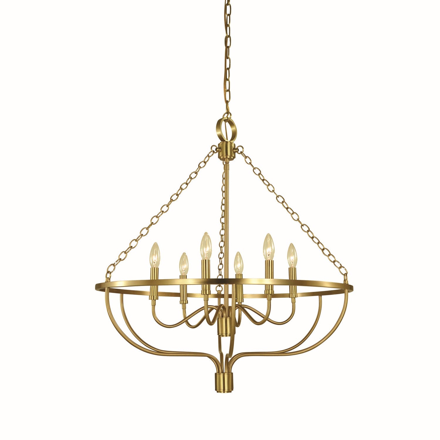 Framburg - 5680 BR - Six Light Chandelier - West Town - Brushed Brass