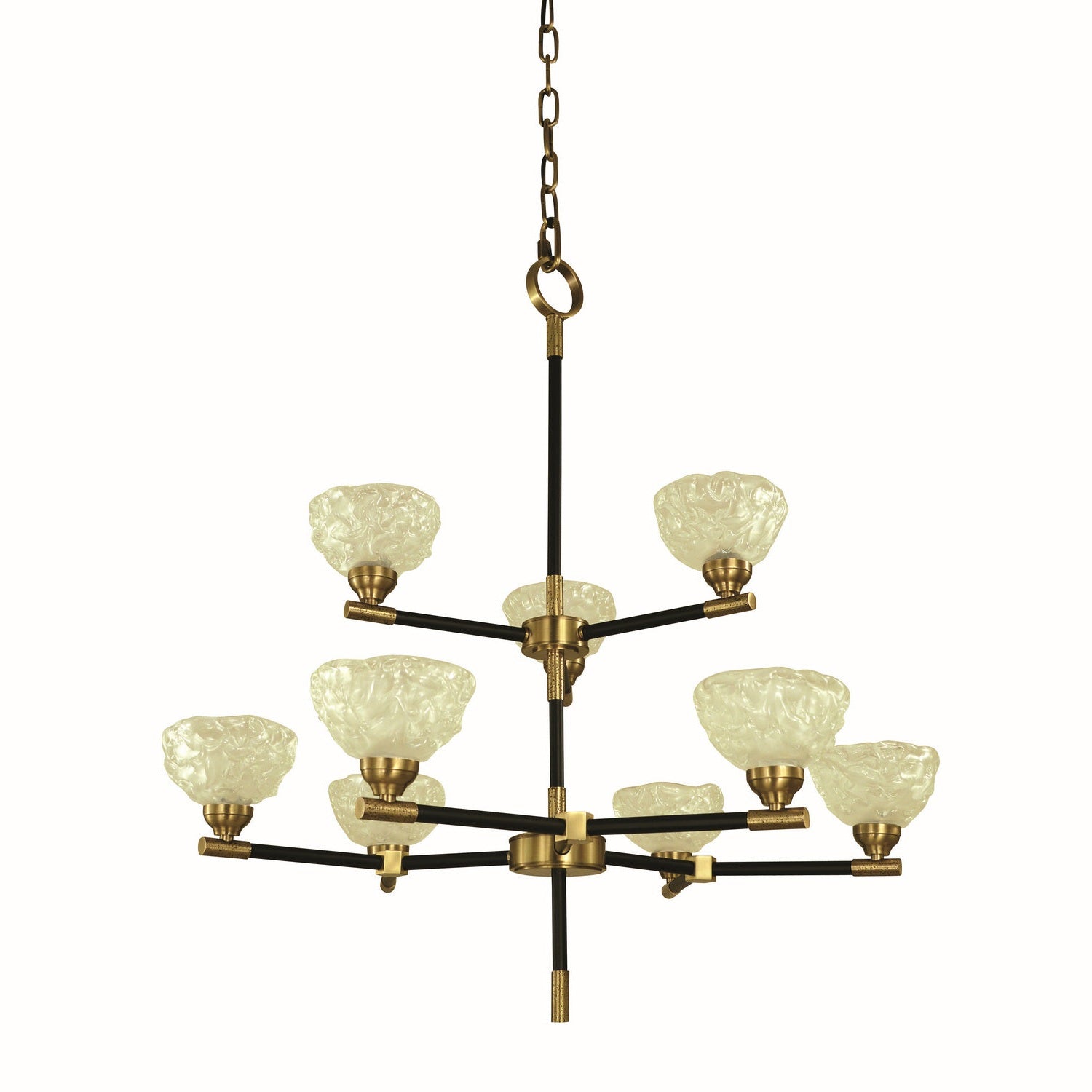 Framburg - 5699 AB/MBLACK - Nine Light Chandelier - Stonebridge - Antique Brass/Matte Black